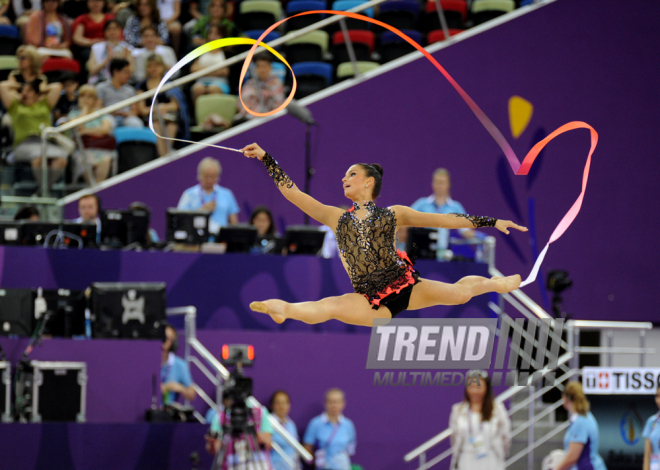 İlk Avropa Oyunlarında bədii gimnastika üzrə təsnifat yarışları keçirilir. Bakı, Azərbaycan, 19 iyun 2015